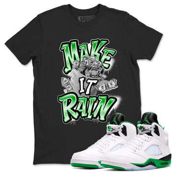 Air Jordan 5 Lucky Green shirt to match jordans Make It Rain Money sneaker tees AJ5 Lucky Green SNRT Sneaker Release Tees unisex cotton Black 1 crew neck shirt