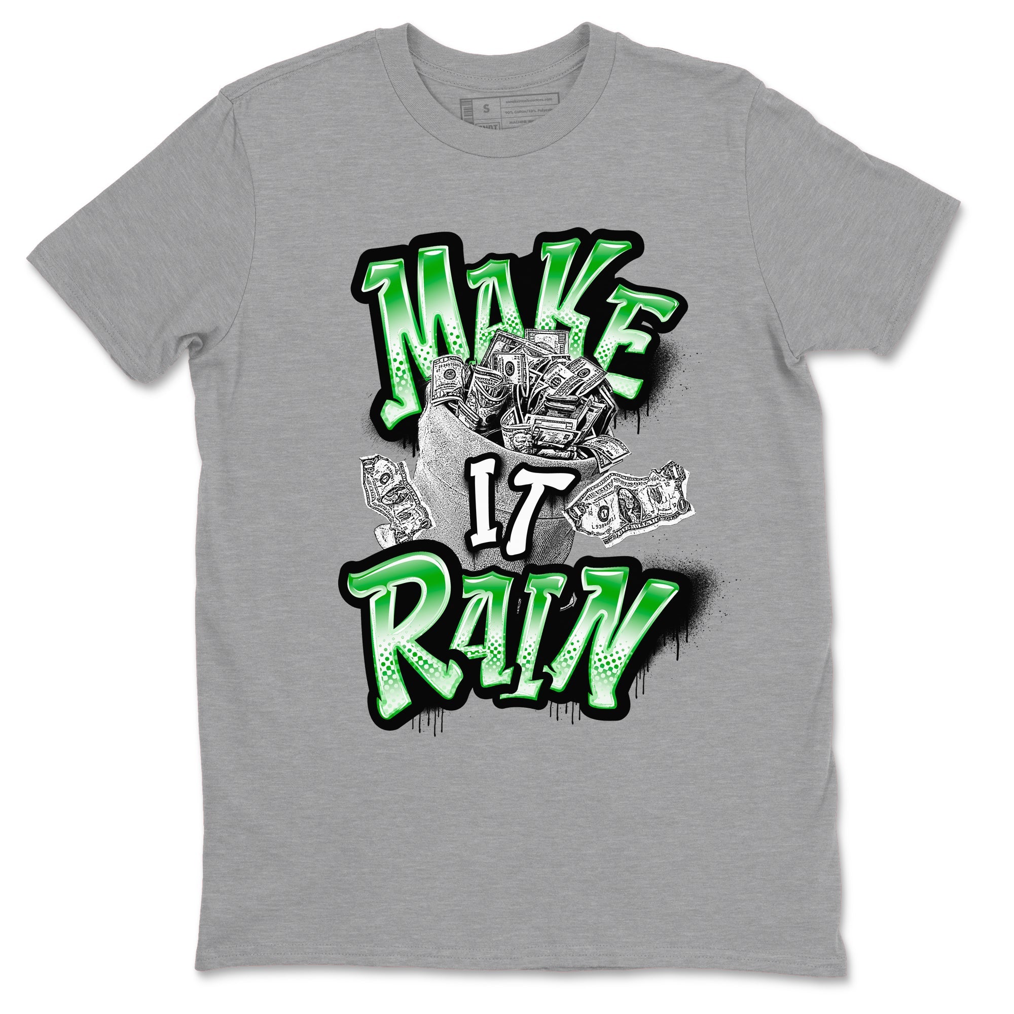 Air Jordan 5 Lucky Green shirt to match jordans Make It Rain Money sneaker tees AJ5 Lucky Green SNRT Sneaker Release Tees unisex cotton Heather Grey 2 crew neck shirt