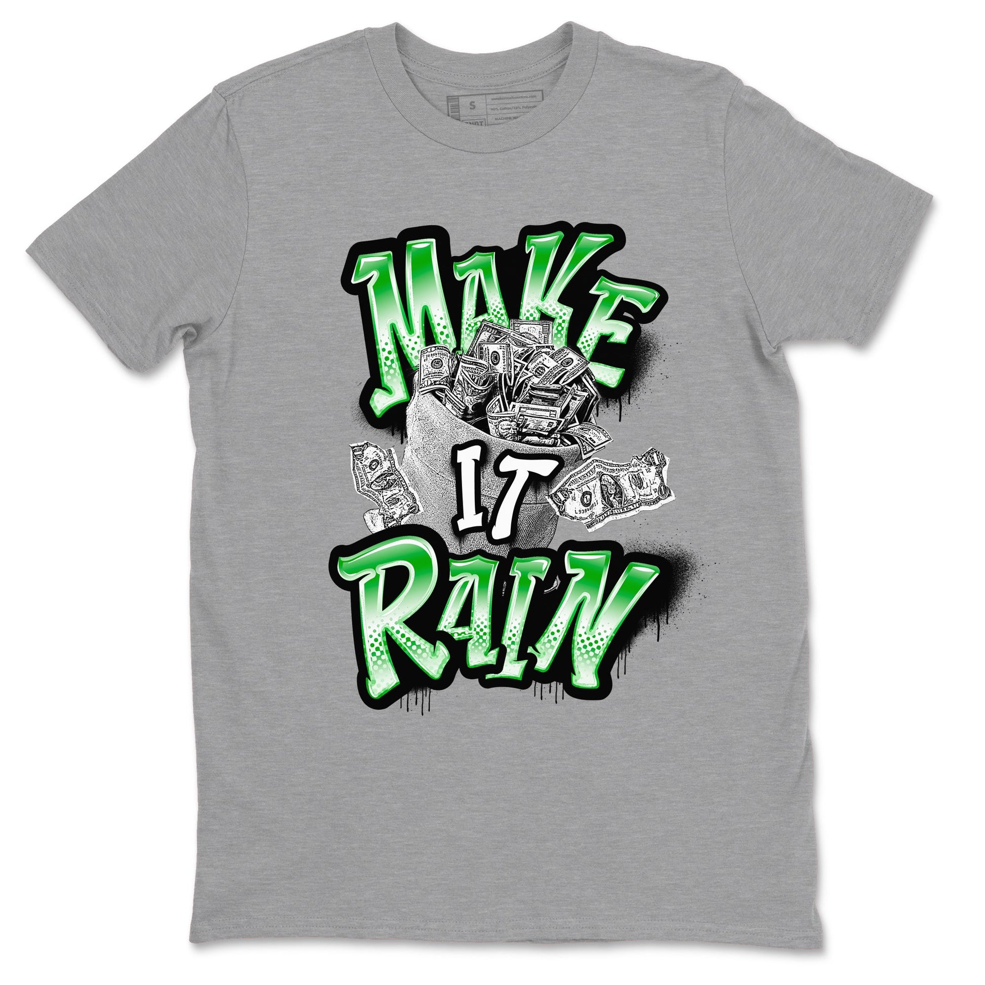 Air Jordan 5 Lucky Green shirt to match jordans Make It Rain Money sneaker tees AJ5 Lucky Green SNRT Sneaker Release Tees unisex cotton Heather Grey 2 crew neck shirt