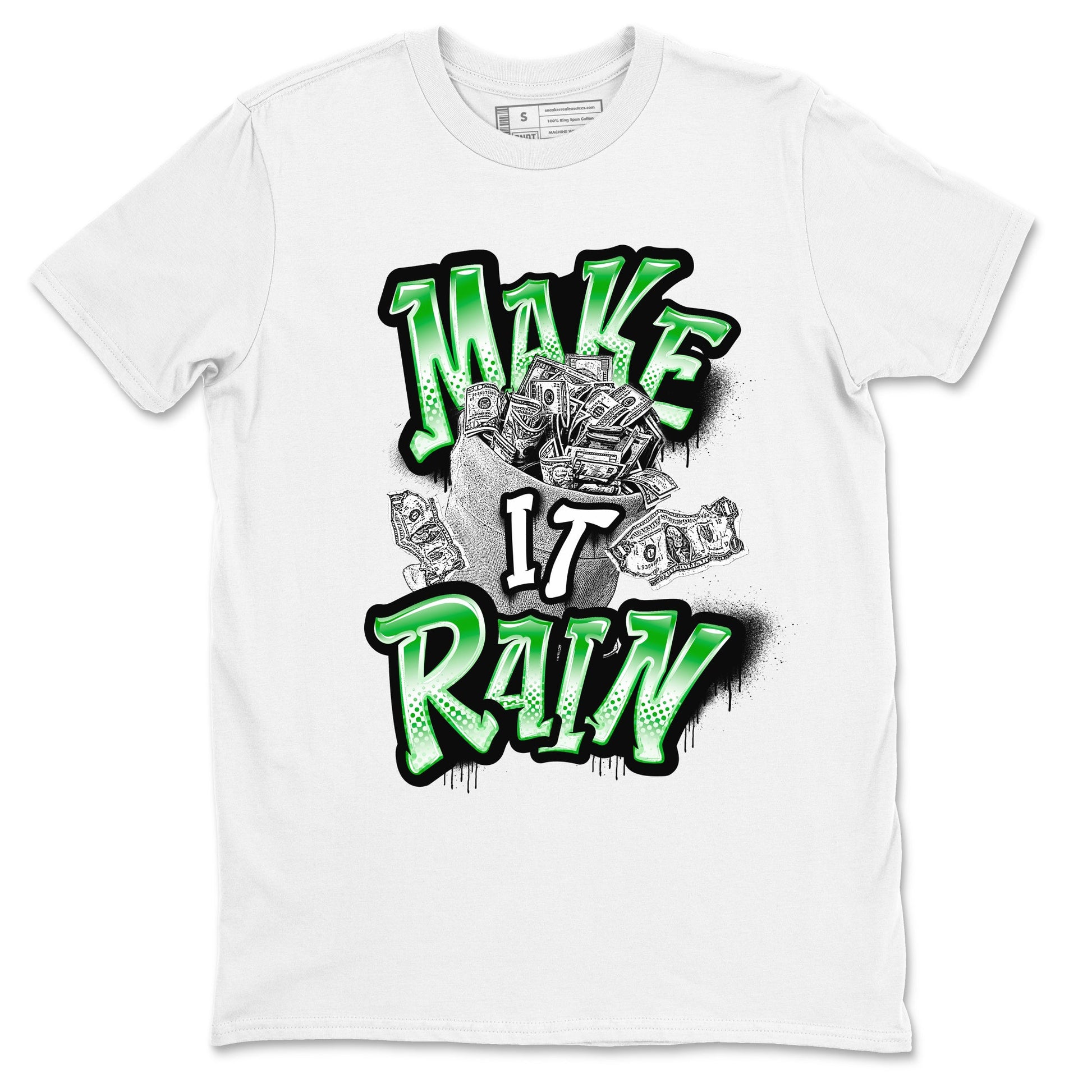 Air Jordan 5 Lucky Green shirt to match jordans Make It Rain Money sneaker tees AJ5 Lucky Green SNRT Sneaker Release Tees unisex cotton White 2 crew neck shirt