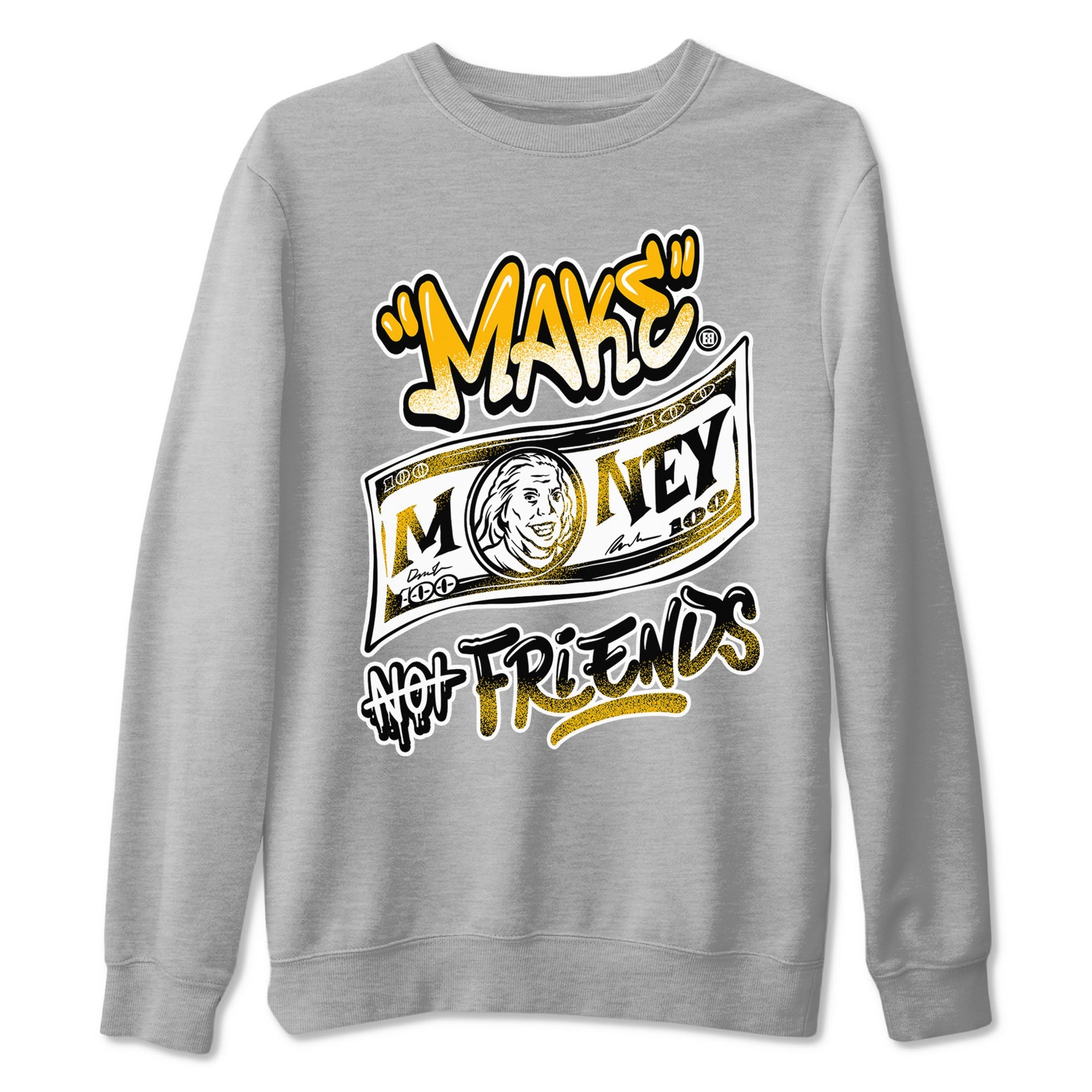 1s Yellow Ochre shirt to match jordans Make Money Not Friends sneaker tees streetwear brand Air Jordan 1 High OG Yellow Ochre SNRT Sneaker Release Tees unisex cotton Heather Grey 2 crew neck shirt