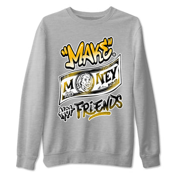 1s Yellow Ochre shirt to match jordans Make Money Not Friends sneaker tees streetwear brand Air Jordan 1 High OG Yellow Ochre SNRT Sneaker Release Tees unisex cotton Heather Grey 2 crew neck shirt