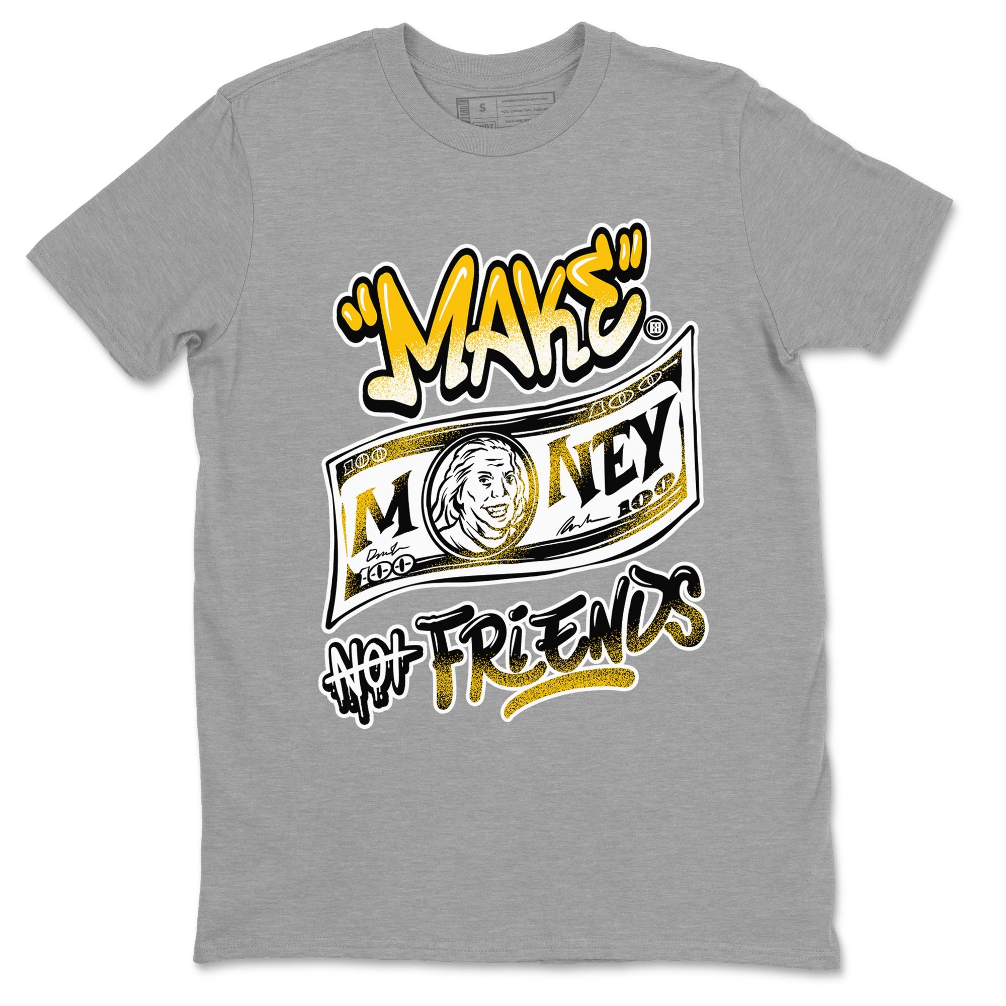 1s Yellow Ochre shirt to match jordans Make Money Not Friends sneaker tees streetwear brand Air Jordan 1 High OG Yellow Ochre SNRT Sneaker Release Tees unisex cotton Heather Grey 2 crew neck shirt