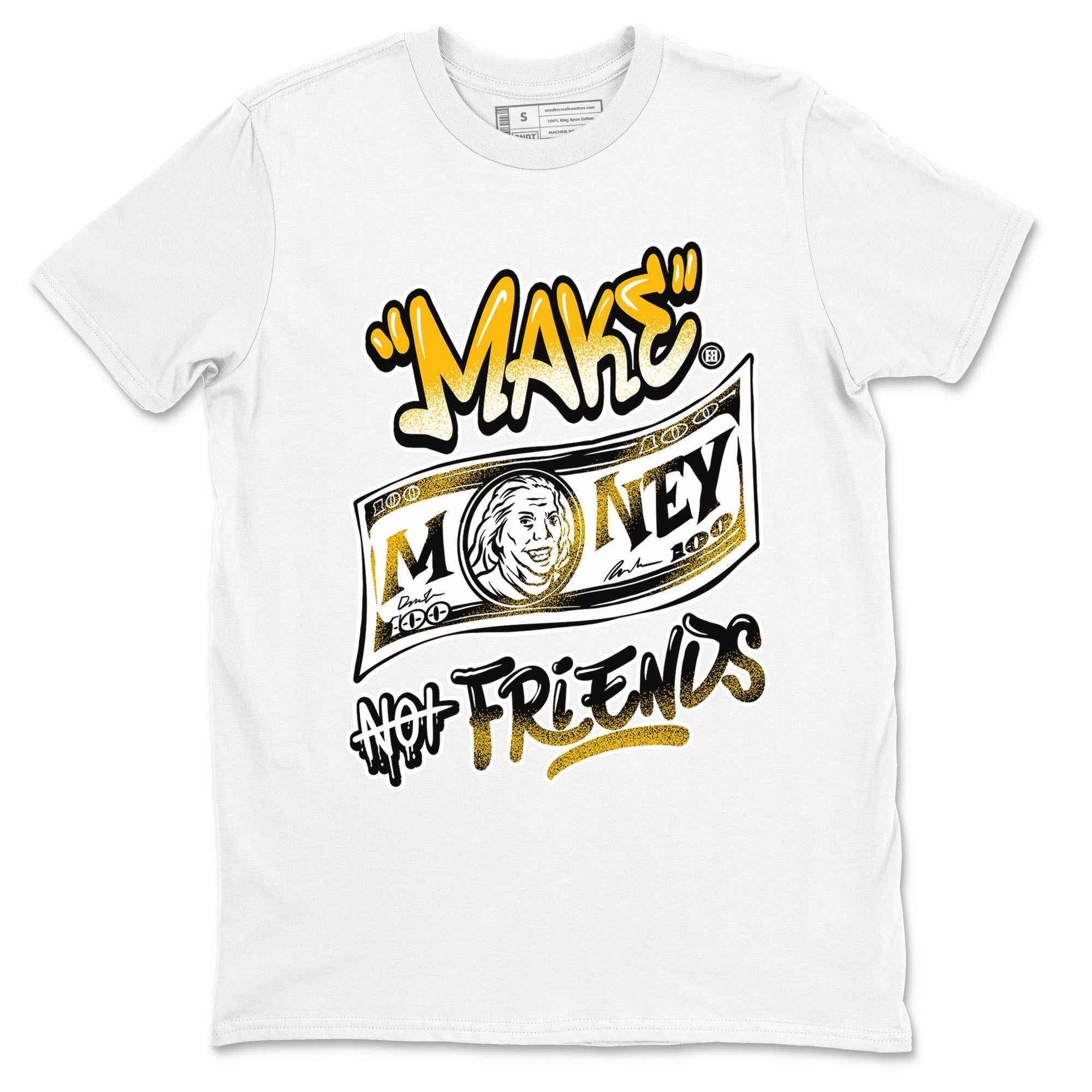 1s Yellow Ochre shirt to match jordans Make Money Not Friends sneaker tees streetwear brand Air Jordan 1 High OG Yellow Ochre SNRT Sneaker Release Tees unisex cotton White 2 crew neck shirt