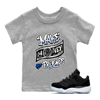 11s Retro Space shirt to match jordans Make Money Not Friends sneaker tees streetwear brand Air Jordan 11 Black/Varsity Royal SNRT sneaker release tees baby toddler Heather Grey 1 cotton Shirt