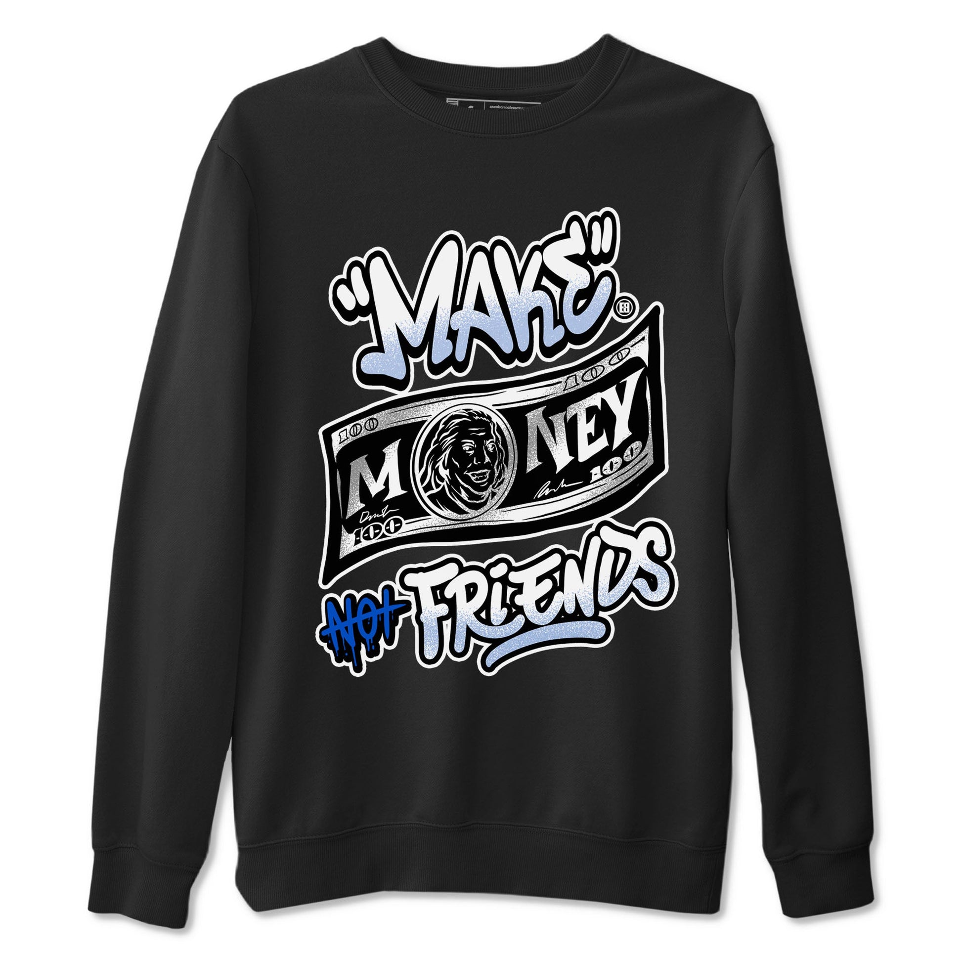 11s Retro Space shirt to match jordans Make Money Not Friends sneaker tees streetwear brand Air Jordan 11 Black/Varsity Royal SNRT Sneaker Release Tees unisex cotton Black 2 crew neck shirt
