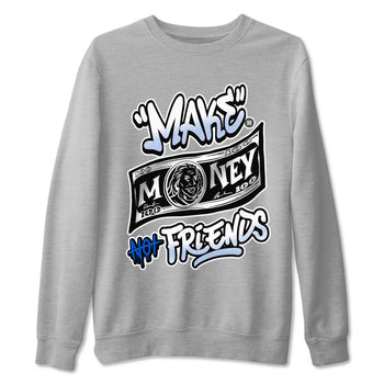 11s Retro Space shirt to match jordans Make Money Not Friends sneaker tees streetwear brand Air Jordan 11 Black/Varsity Royal SNRT Sneaker Release Tees unisex cotton Heather Grey 2 crew neck shirt