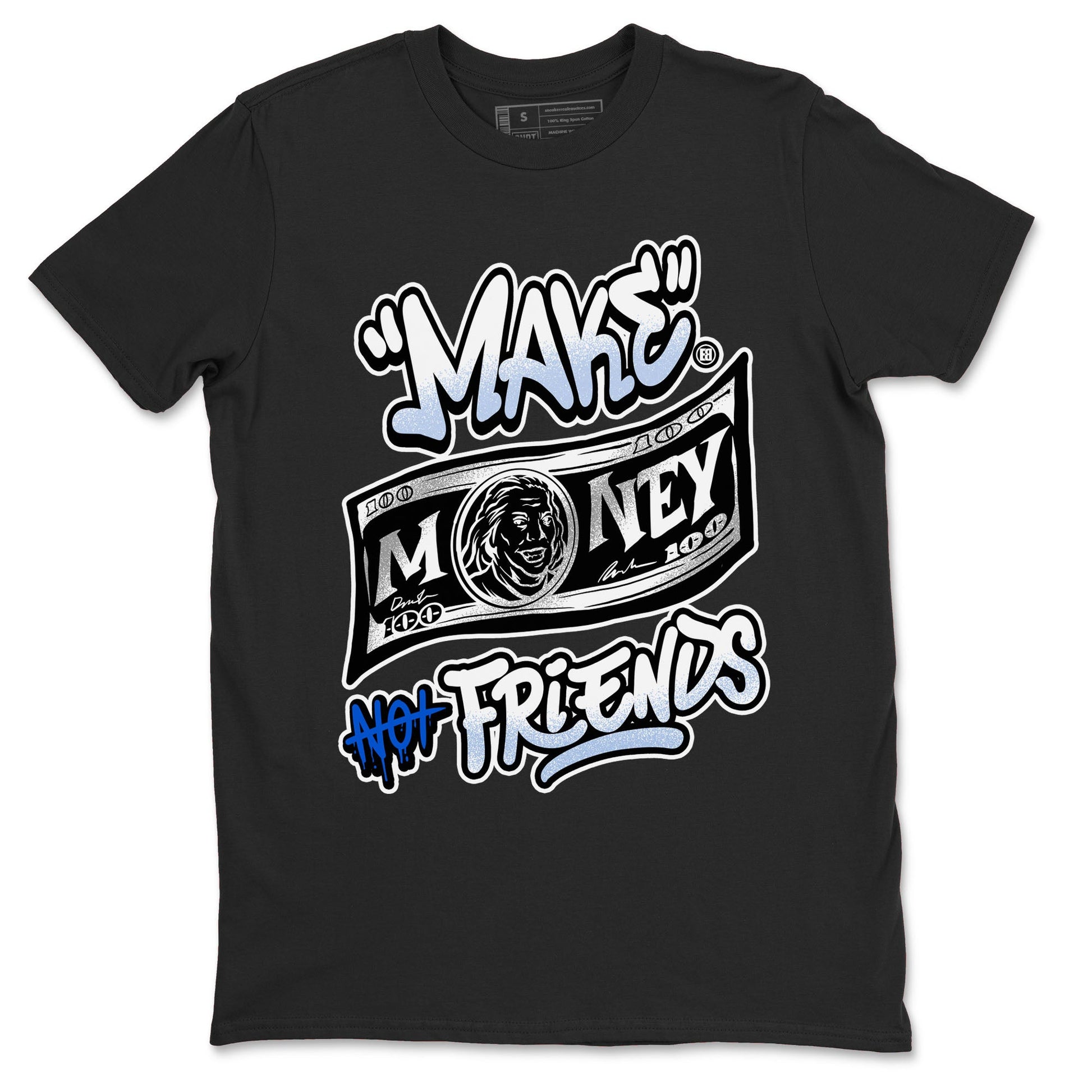 11s Retro Space shirt to match jordans Make Money Not Friends sneaker tees streetwear brand Air Jordan 11 Black/Varsity Royal SNRT Sneaker Release Tees unisex cotton Black 2 crew neck shirt