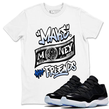 11s Retro Space shirt to match jordans Make Money Not Friends sneaker tees streetwear brand Air Jordan 11 Black/Varsity Royal SNRT Sneaker Release Tees unisex cotton White 1 crew neck shirt