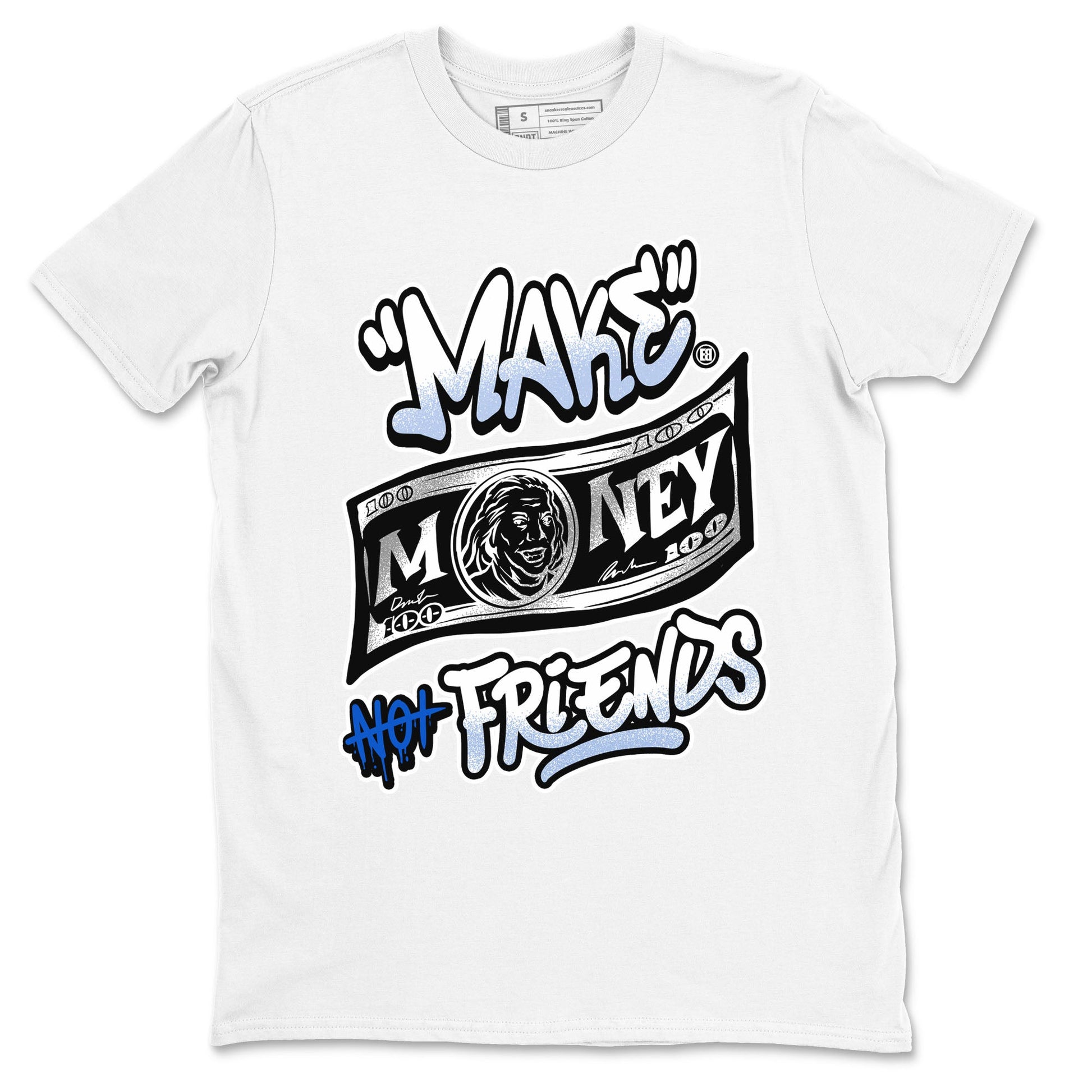 11s Retro Space shirt to match jordans Make Money Not Friends sneaker tees streetwear brand Air Jordan 11 Black/Varsity Royal SNRT Sneaker Release Tees unisex cotton White 2 crew neck shirt