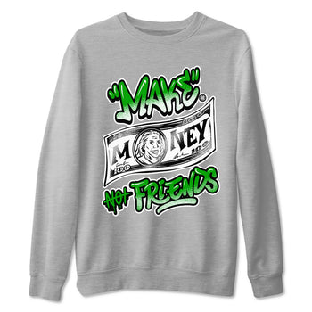 Air Jordan 5 Retro Lucky Green shirt to match jordans Make Money Not Friends sneaker tees streetwear brand Air Jordan 5 Lucky Green SNRT Sneaker Release Tees unisex cotton Heather Grey 2 crew neck shirt