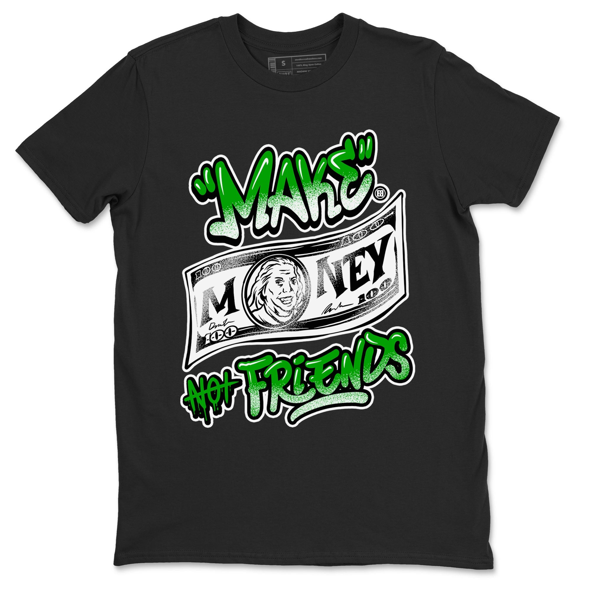 Air Jordan 5 Retro Lucky Green shirt to match jordans Make Money Not Friends sneaker tees streetwear brand Air Jordan 5 Lucky Green SNRT Sneaker Release Tees unisex cotton Black 2 crew neck shirt