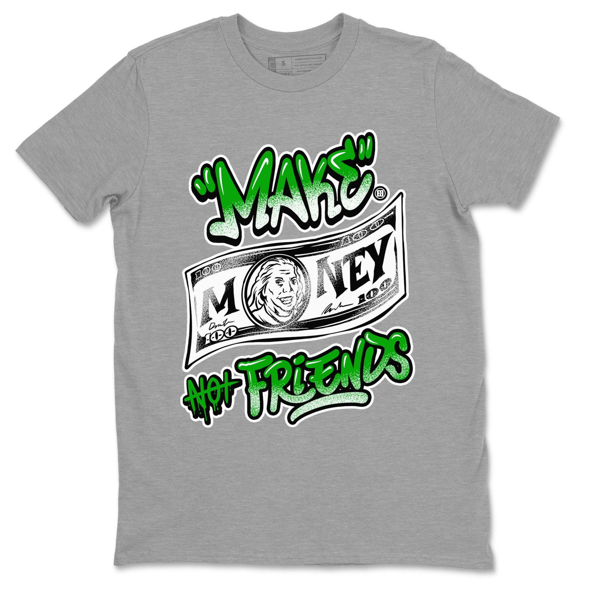 Air Jordan 5 Retro Lucky Green shirt to match jordans Make Money Not Friends sneaker tees streetwear brand Air Jordan 5 Lucky Green SNRT Sneaker Release Tees unisex cotton Heather Grey 2 crew neck shirt