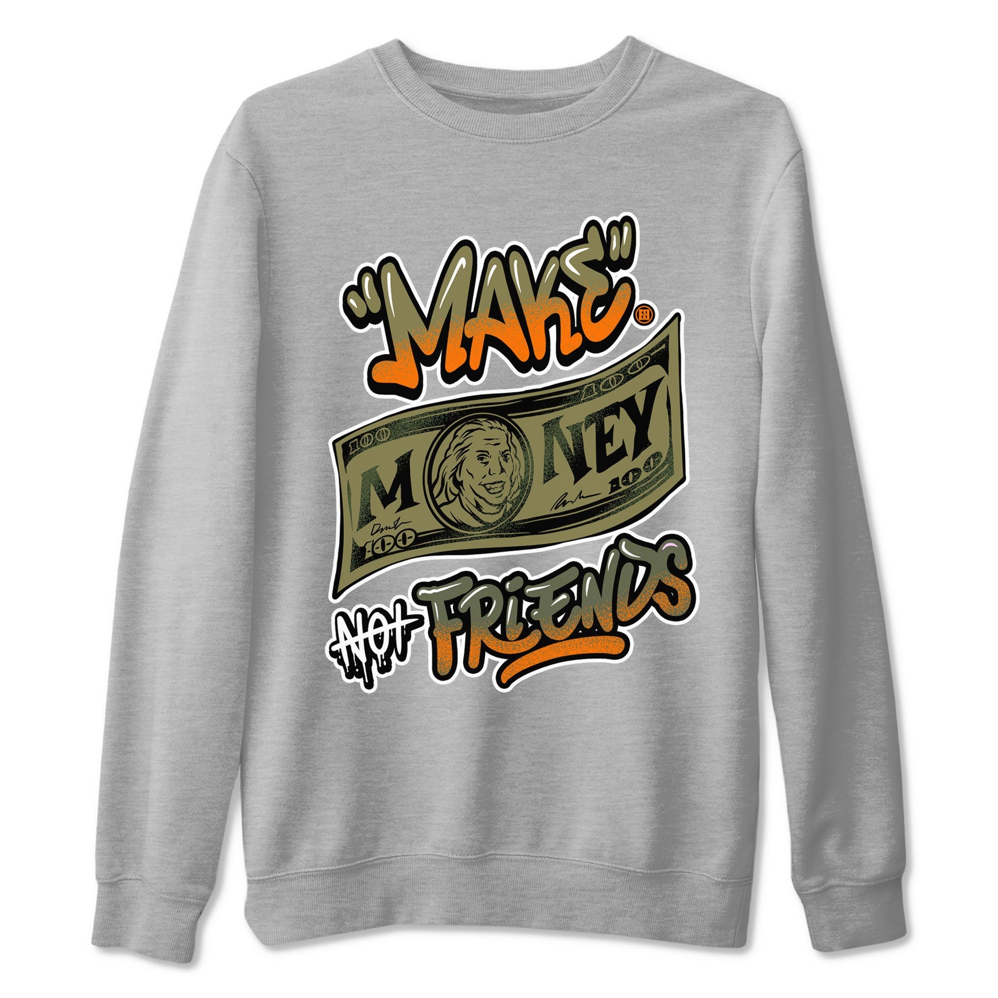 AJ5 Olive shirt to match jordans Make Money Not Friends sneaker tees streetwear brand Air Jordan 5 Olive SNRT Sneaker Release Tees unisex cotton Heather Grey 2 crew neck shirt