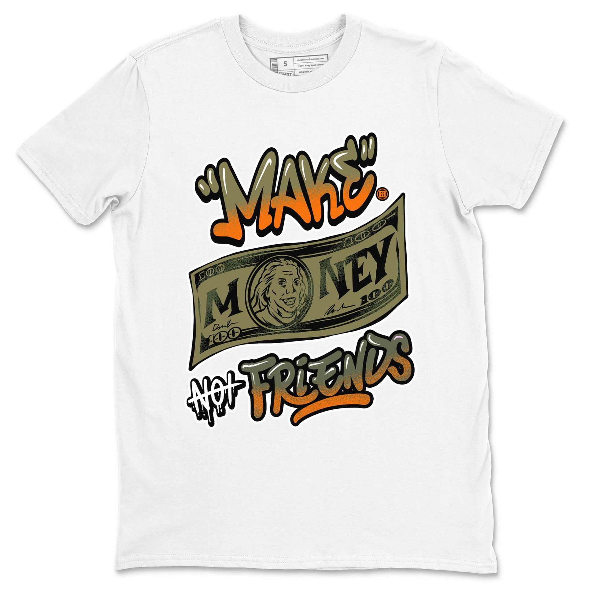 AJ5 Olive shirt to match jordans Make Money Not Friends sneaker tees streetwear brand Air Jordan 5 Olive SNRT Sneaker Release Tees unisex cotton White 2 crew neck shirt