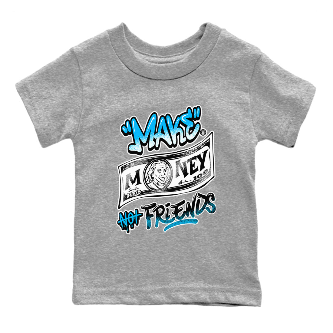 AJ9 Powder Blue shirt to match jordans Make Money Not Friends sneaker tees streetwear brand Air Jordan 9 Powder Blue SNRT sneaker release tees baby toddler Heather Grey 2 cotton Shirt