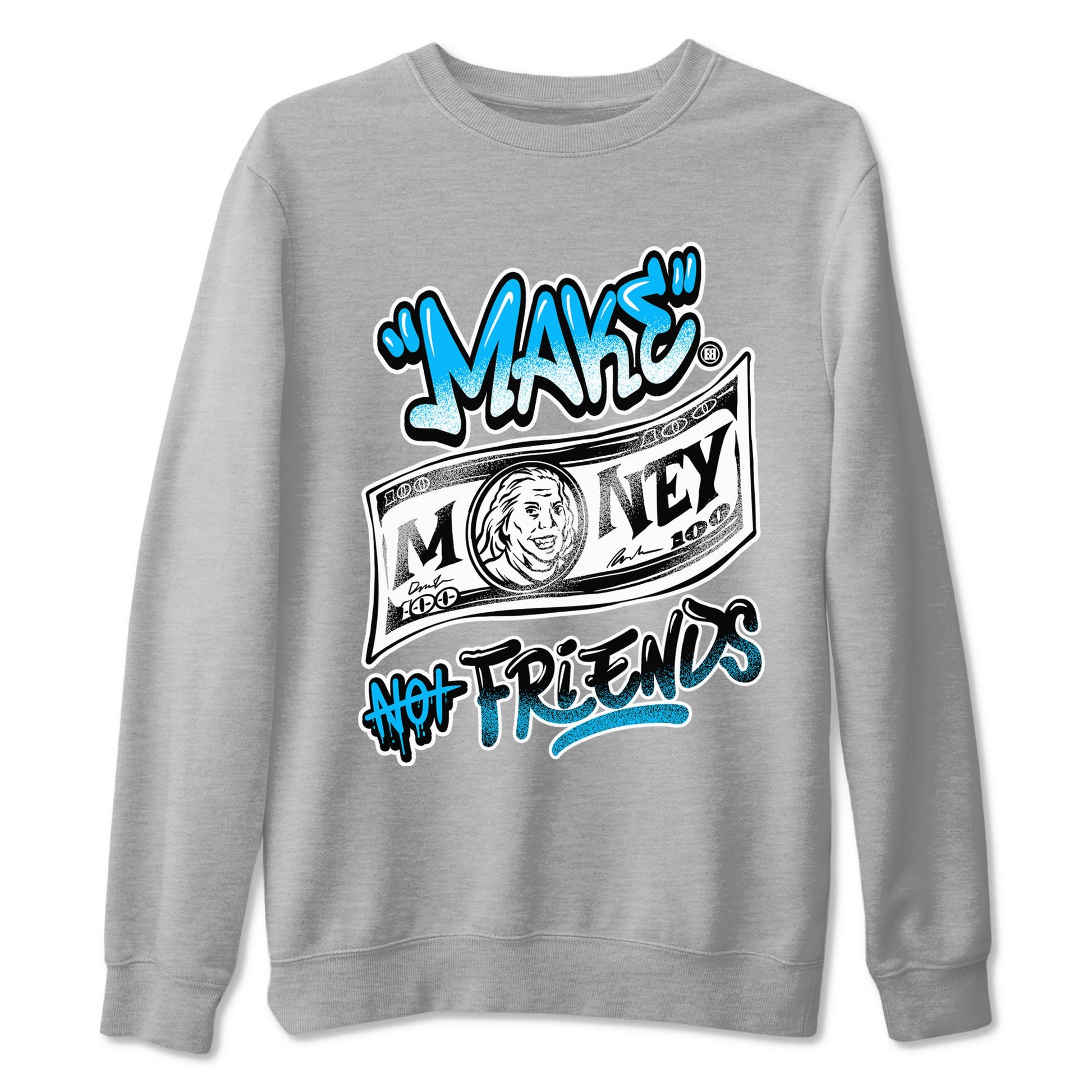 AJ9 Powder Blue shirt to match jordans Make Money Not Friends sneaker tees streetwear brand Air Jordan 9 Powder Blue SNRT Sneaker Release Tees unisex cotton Heather Grey 2 crew neck shirt
