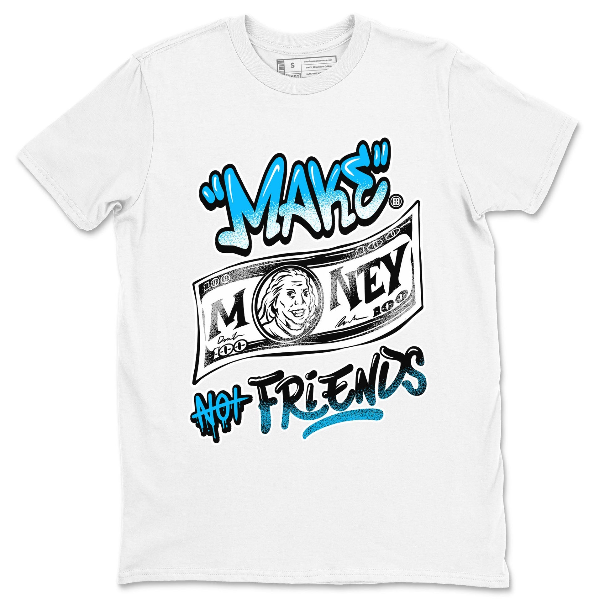 AJ9 Powder Blue shirt to match jordans Make Money Not Friends sneaker tees streetwear brand Air Jordan 9 Powder Blue SNRT Sneaker Release Tees unisex cotton White 2 crew neck shirt