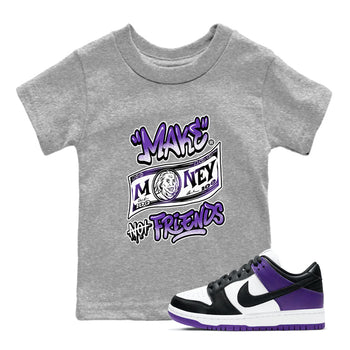 Nike SB Dunk Low Court Purple Shirt To Match Jordans Make Money Not Friends Streetwear Fashion Dunk Low Court Purple SNRT sneaker release tees baby toddler Heather Grey 1 cotton Shirt