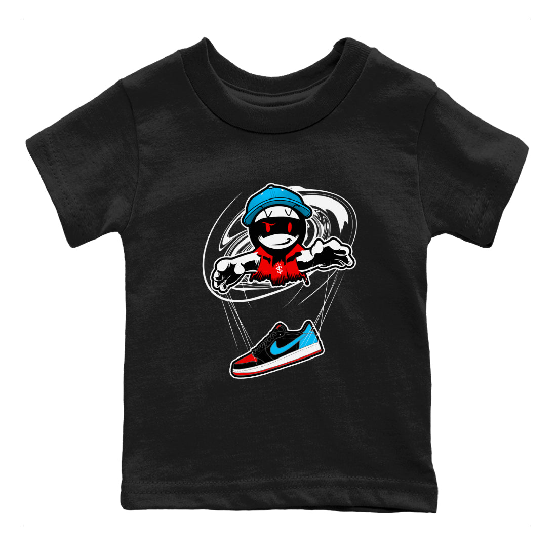 Air Jordan 1 UNC to Chicago shirt to match jordans Marionette sneaker tees AJ1 UNC to Chicago SNRT Sneaker Release Tees Baby Toddler Black 2 T-Shirt