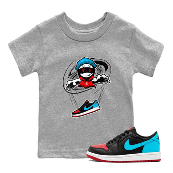 Air Jordan 1 UNC to Chicago shirt to match jordans Marionette sneaker tees AJ1 UNC to Chicago SNRT Sneaker Release Tees Baby Toddler Heather Grey 1 T-Shirt