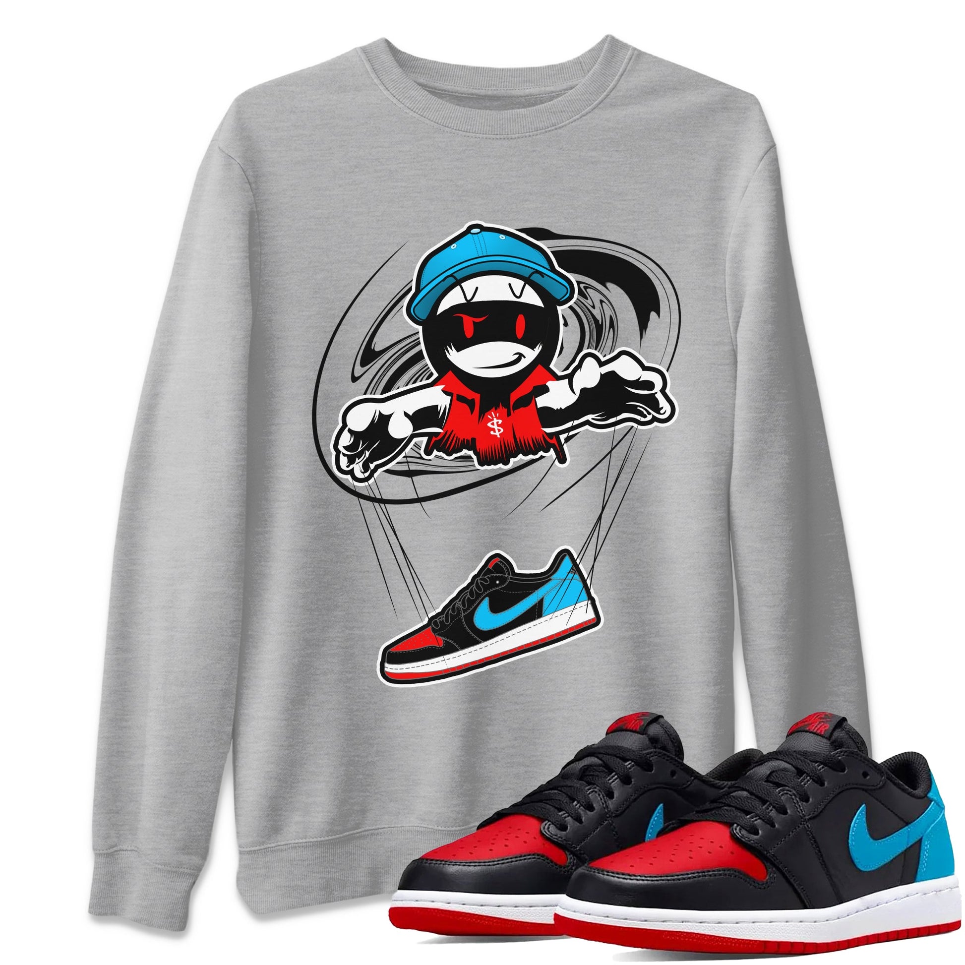 Air Jordan 1 UNC to Chicago shirt to match jordans Marionette sneaker tees AJ1 UNC to Chicago SNRT Sneaker Release Tees Unisex Heather Grey 1 T-Shirt