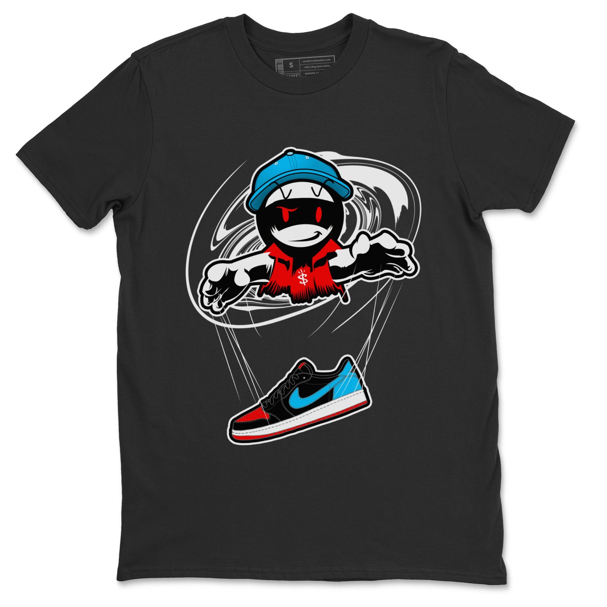 Air Jordan 1 UNC to Chicago shirt to match jordans Marionette sneaker tees AJ1 UNC to Chicago SNRT Sneaker Release Tees Unisex Black 2 T-Shirt