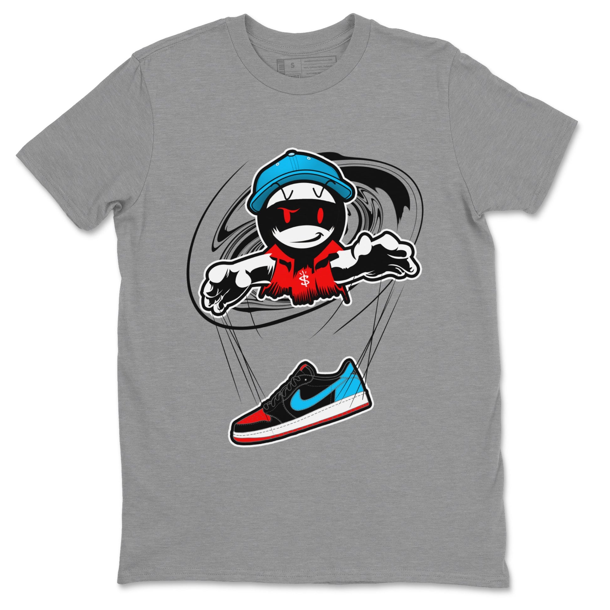 Air Jordan 1 UNC to Chicago shirt to match jordans Marionette sneaker tees AJ1 UNC to Chicago SNRT Sneaker Release Tees Unisex Heather Grey 2 T-Shirt
