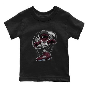 Air Jordan 5 Burgundy shirt to match jordans Marionette sneaker tees AJ5 Burgundy SNRT Sneaker Release Tees Baby Toddler Black 2 T-Shirt
