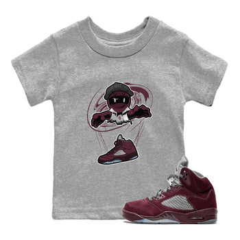 Air Jordan 5 Burgundy shirt to match jordans Marionette sneaker tees AJ5 Burgundy SNRT Sneaker Release Tees Baby Toddler Heather Grey 1 T-Shirt