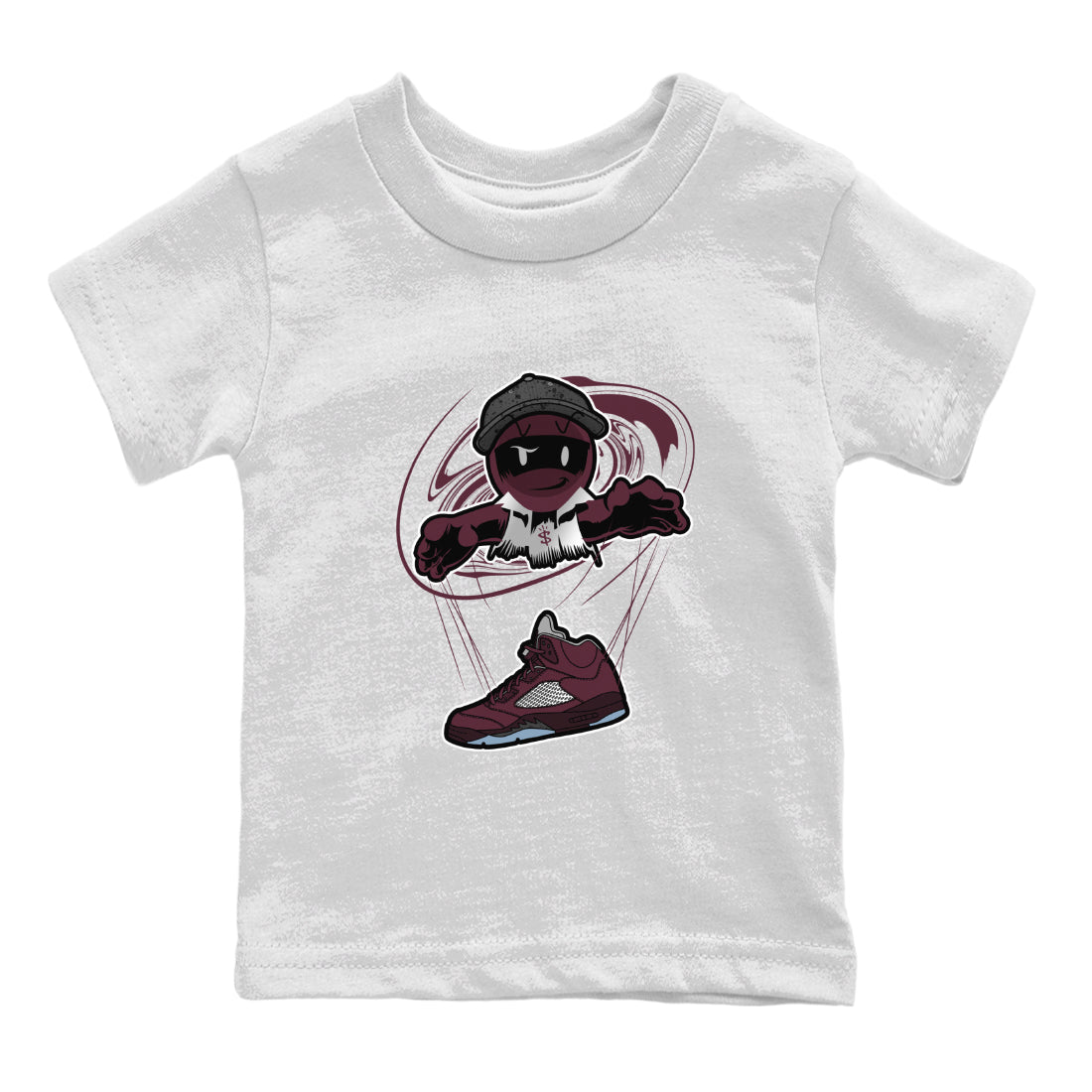 Air Jordan 5 Burgundy shirt to match jordans Marionette sneaker tees AJ5 Burgundy SNRT Sneaker Release Tees Baby Toddler White 2 T-Shirt