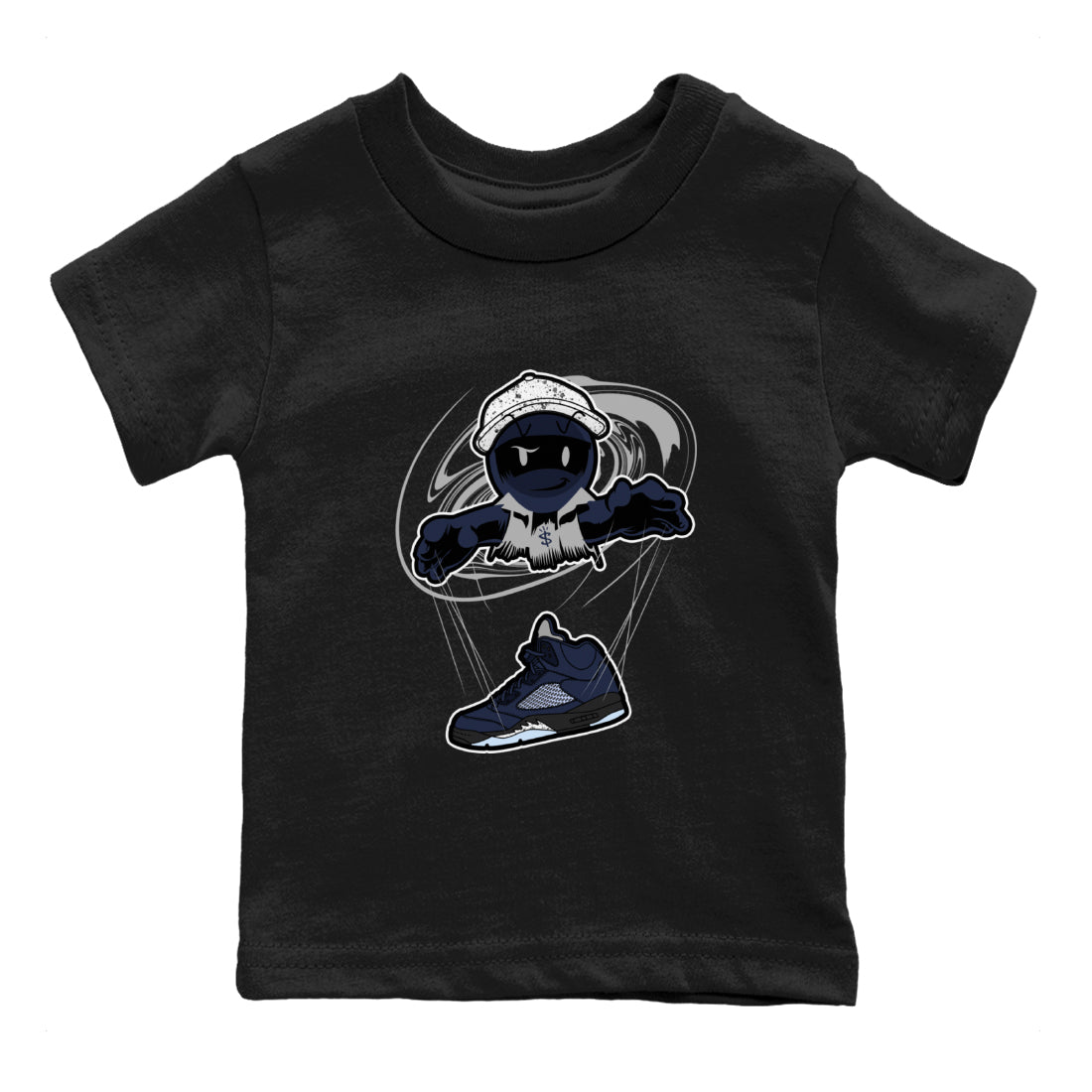 Air Jordan 5 Georgetown shirt to match jordans Marionette sneaker tees AJ5 Georgetown SNRT Sneaker Release Tees Baby Toddler Black 2 T-Shirt