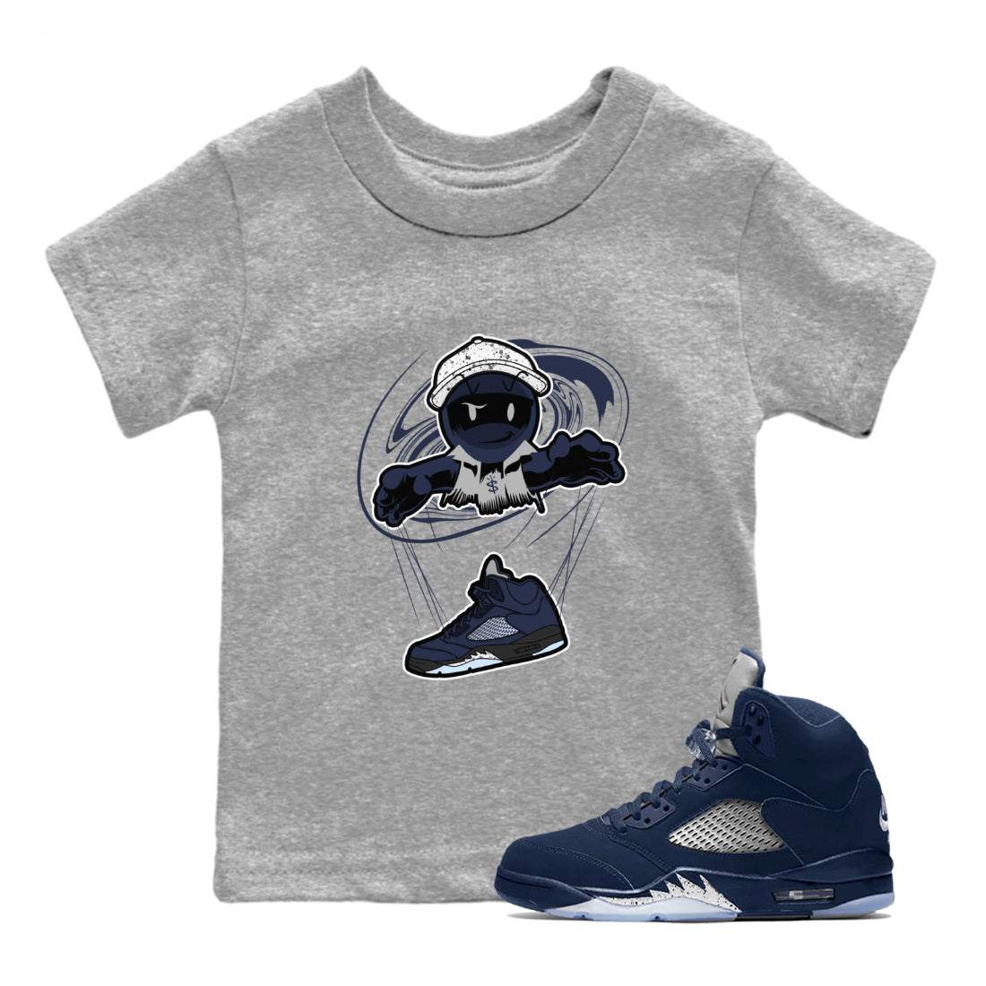 Air Jordan 5 Georgetown shirt to match jordans Marionette sneaker tees AJ5 Georgetown SNRT Sneaker Release Tees Baby Toddler Heather Grey 1 T-Shirt