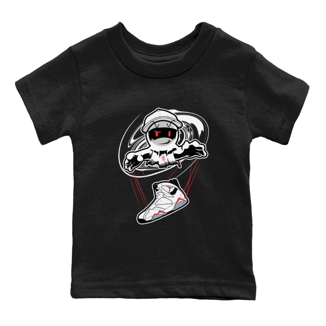 Air Jordan 7 White Infrared shirt to match jordans Marionette sneaker tees AJ7 White Infrared SNRT Sneaker Release Tees Baby Toddler Black 2 T-Shirt