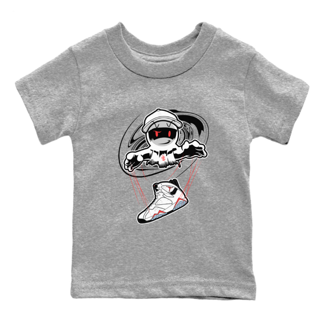 Air Jordan 7 White Infrared shirt to match jordans Marionette sneaker tees AJ7 White Infrared SNRT Sneaker Release Tees Baby Toddler Heather Grey 2 T-Shirt