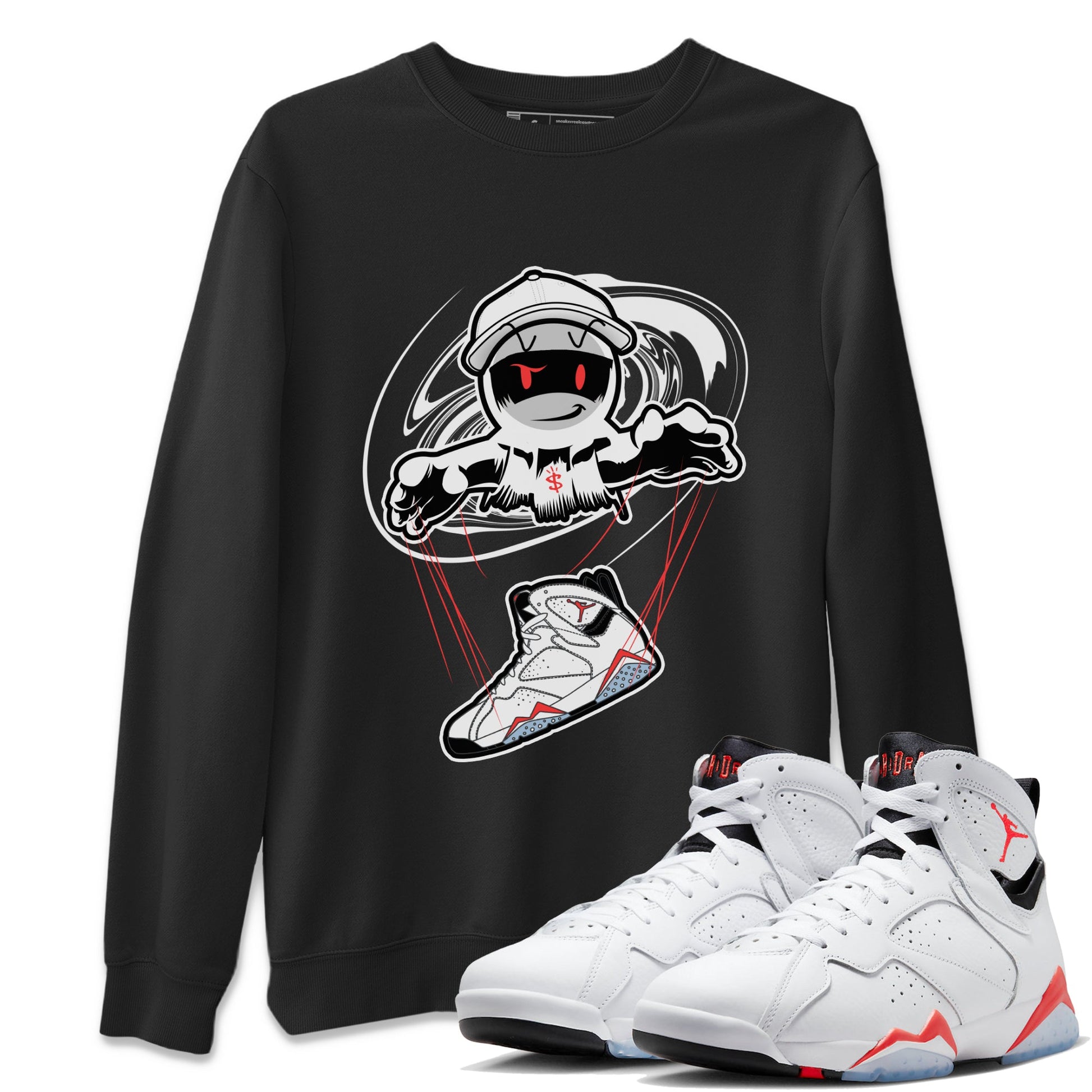 Air Jordan 7 White Infrared shirt to match jordans Marionette sneaker tees AJ7 White Infrared SNRT Sneaker Release Tees Unisex Black 1 T-Shirt
