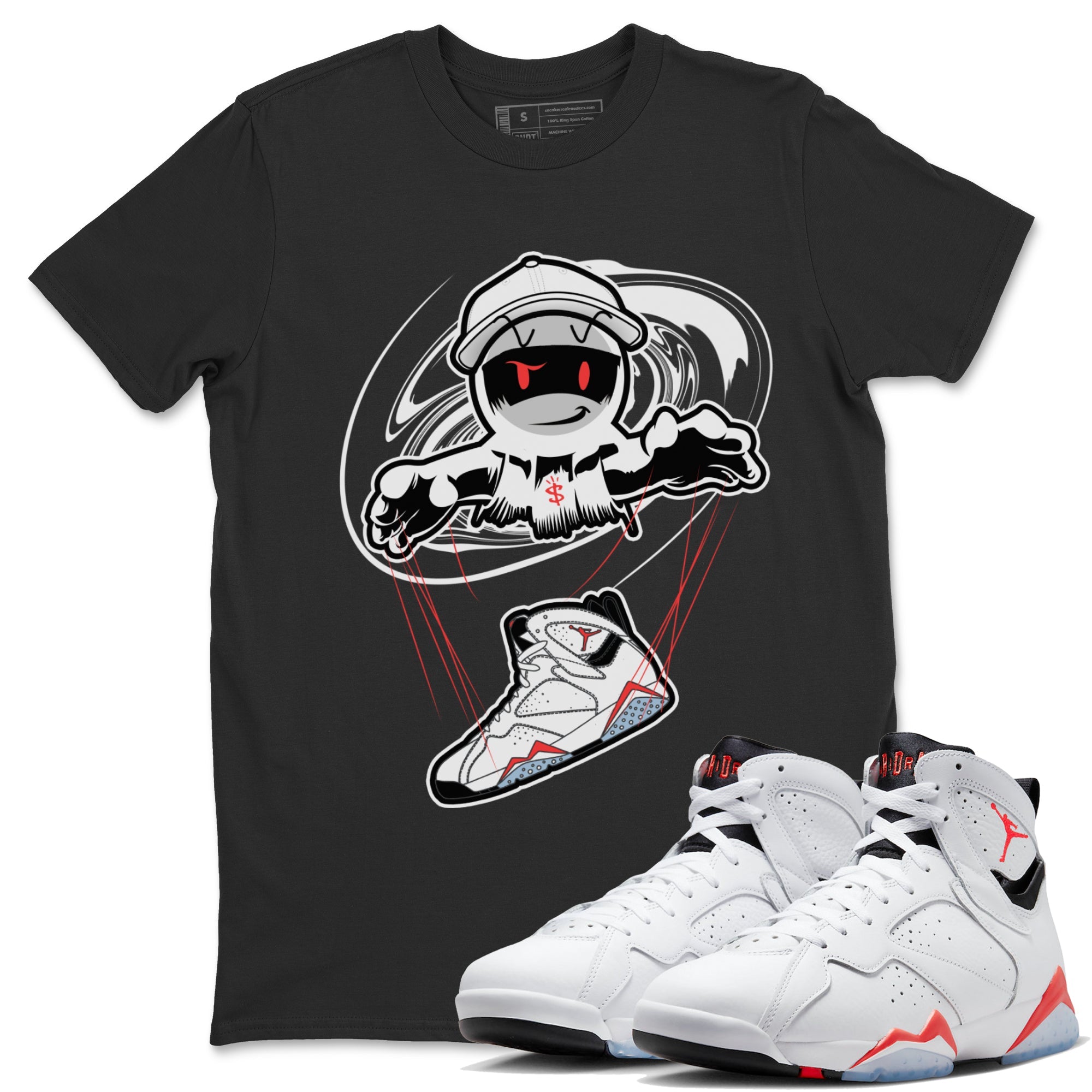 Air Jordan 7 White Infrared shirt to match jordans Marionette sneaker tees AJ7 White Infrared SNRT Sneaker Release Tees Unisex Black 1 T-Shirt
