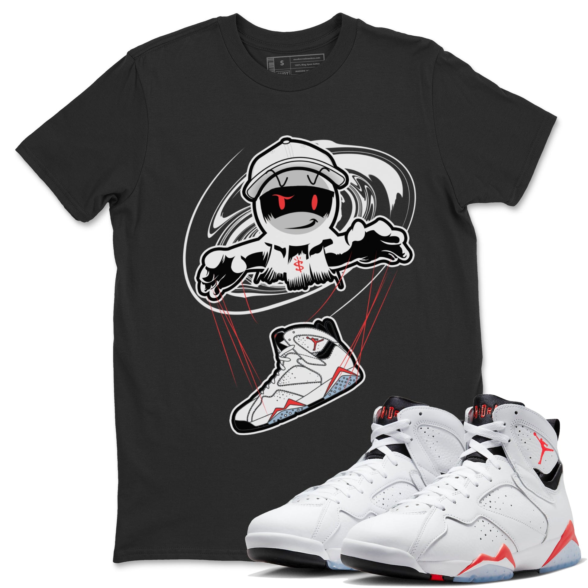 Air Jordan 7 White Infrared shirt to match jordans Marionette sneaker tees AJ7 White Infrared SNRT Sneaker Release Tees Unisex Black 1 T-Shirt