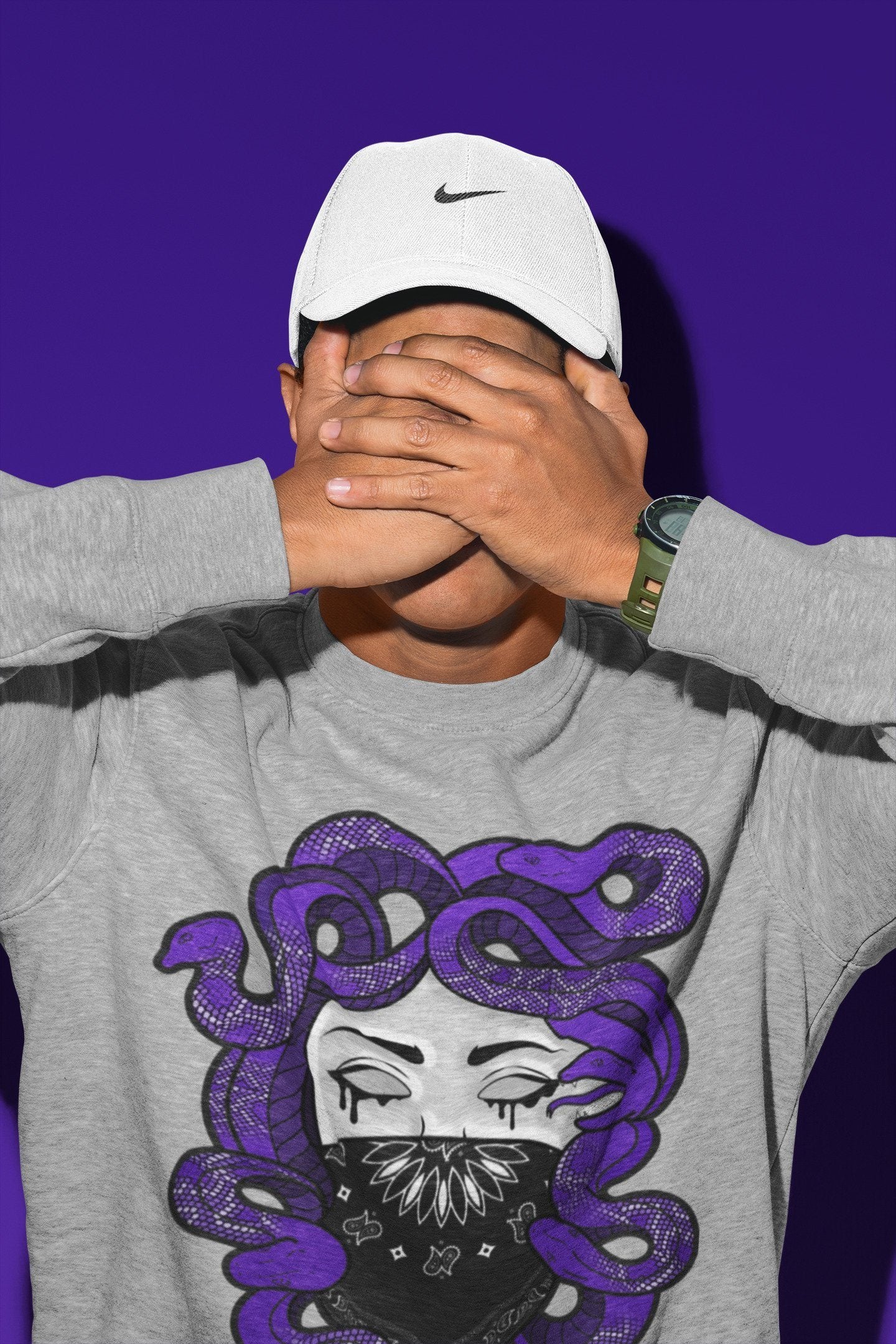 Jordan 1 Court Purple Sneaker Match Tees Medusa Sneaker Tees Jordan 1 Court Purple Sneaker Release Tees Unisex Shirts