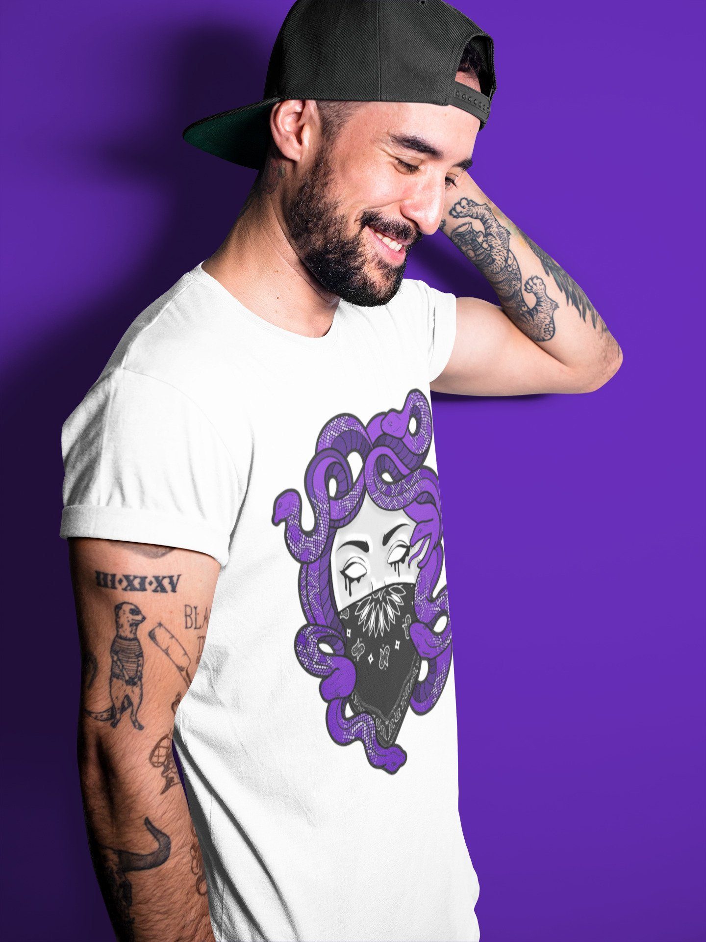 Jordan 1 Court Purple Sneaker Match Tees Medusa Sneaker Tees Jordan 1 Court Purple Sneaker Release Tees Unisex Shirts