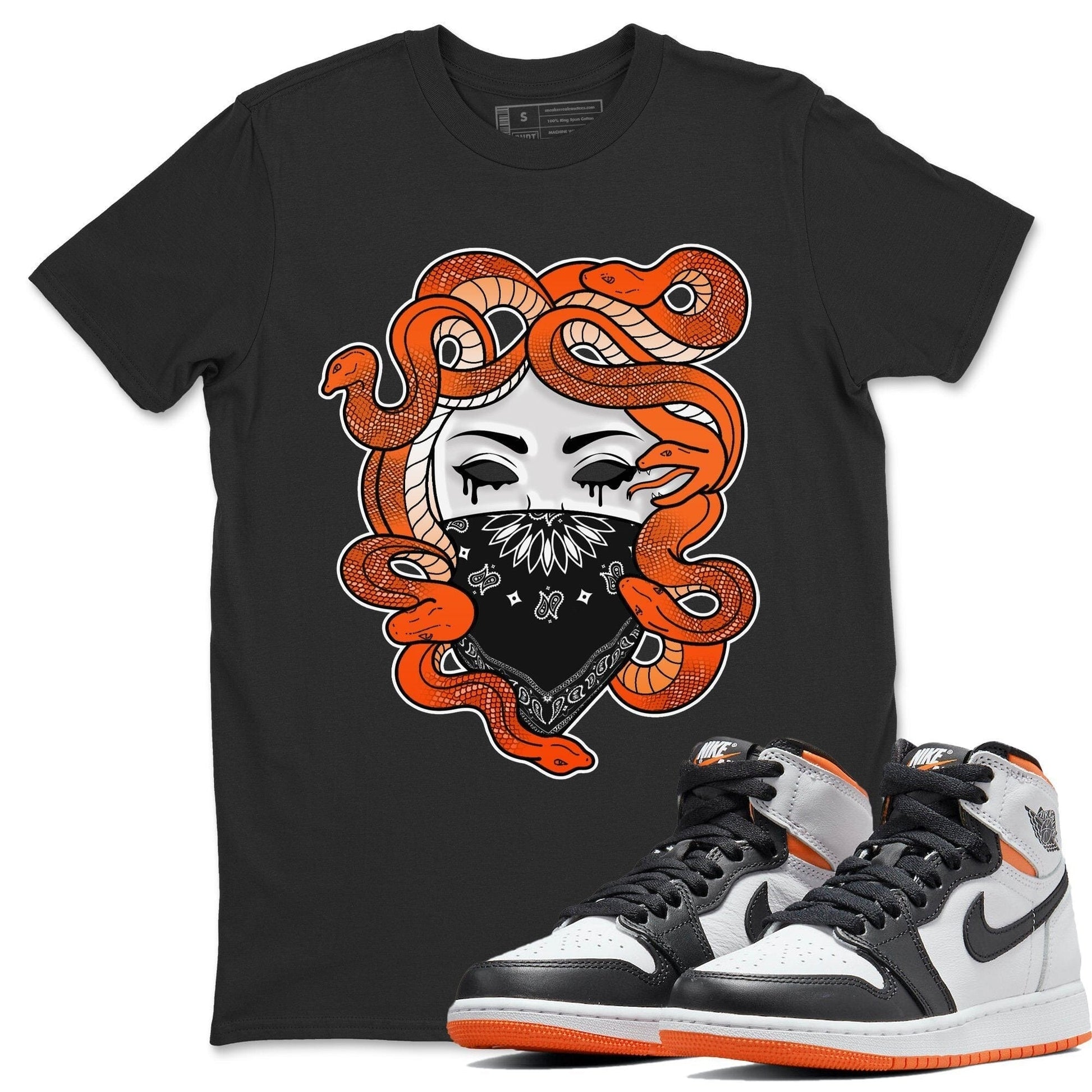 Jordan 1 Electro Orange Sneaker Match Tees Medusa Sneaker Tees Jordan 1 Electro Orange Sneaker Release Tees Unisex Shirts