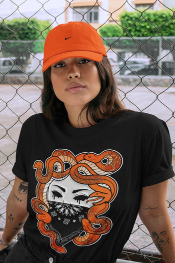 Jordan 1 Electro Orange Sneaker Match Tees Medusa Sneaker Tees Jordan 1 Electro Orange Sneaker Release Tees Unisex Shirts