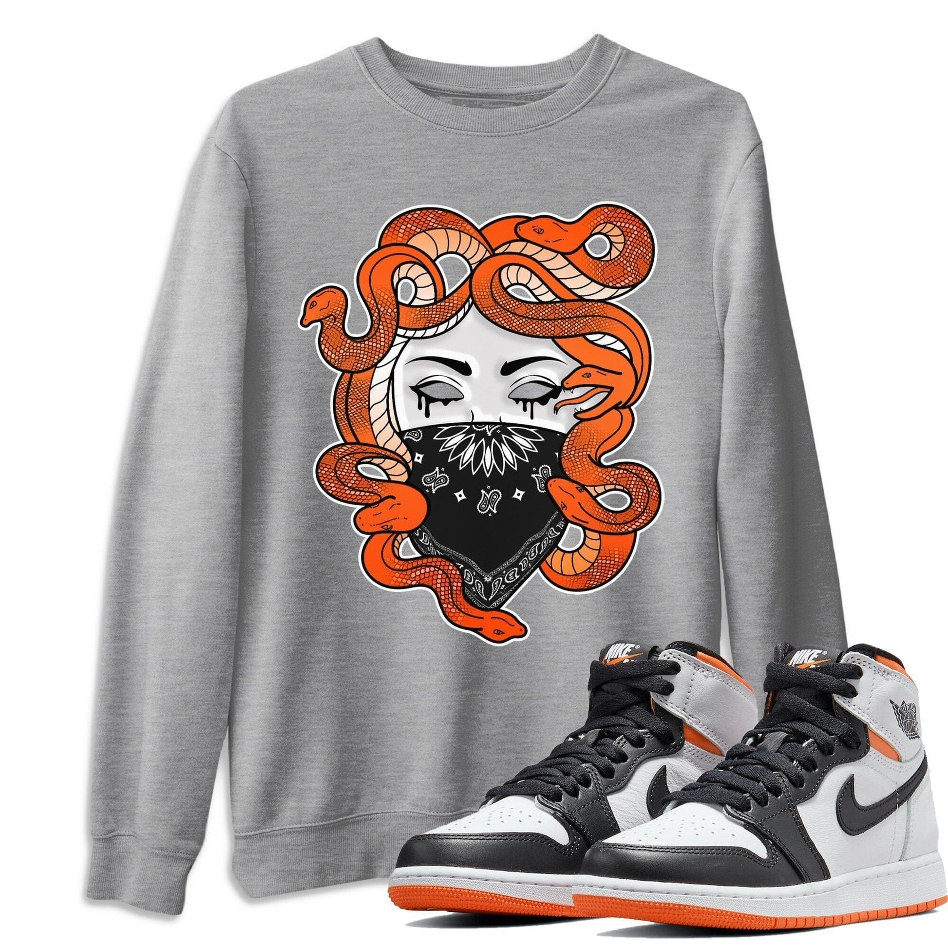 Jordan 1 Electro Orange Sneaker Match Tees Medusa Sneaker Tees Jordan 1 Electro Orange Sneaker Release Tees Unisex Shirts