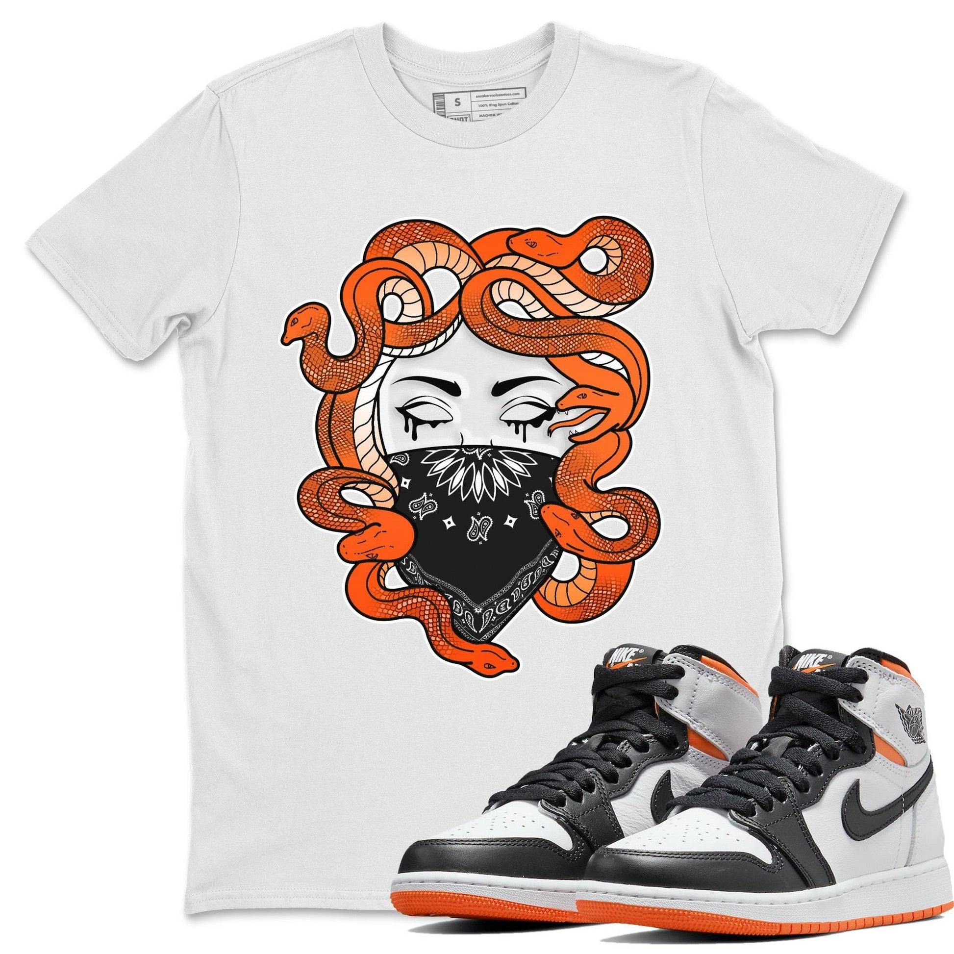 Jordan 1 Electro Orange Sneaker Match Tees Medusa Sneaker Tees Jordan 1 Electro Orange Sneaker Release Tees Unisex Shirts