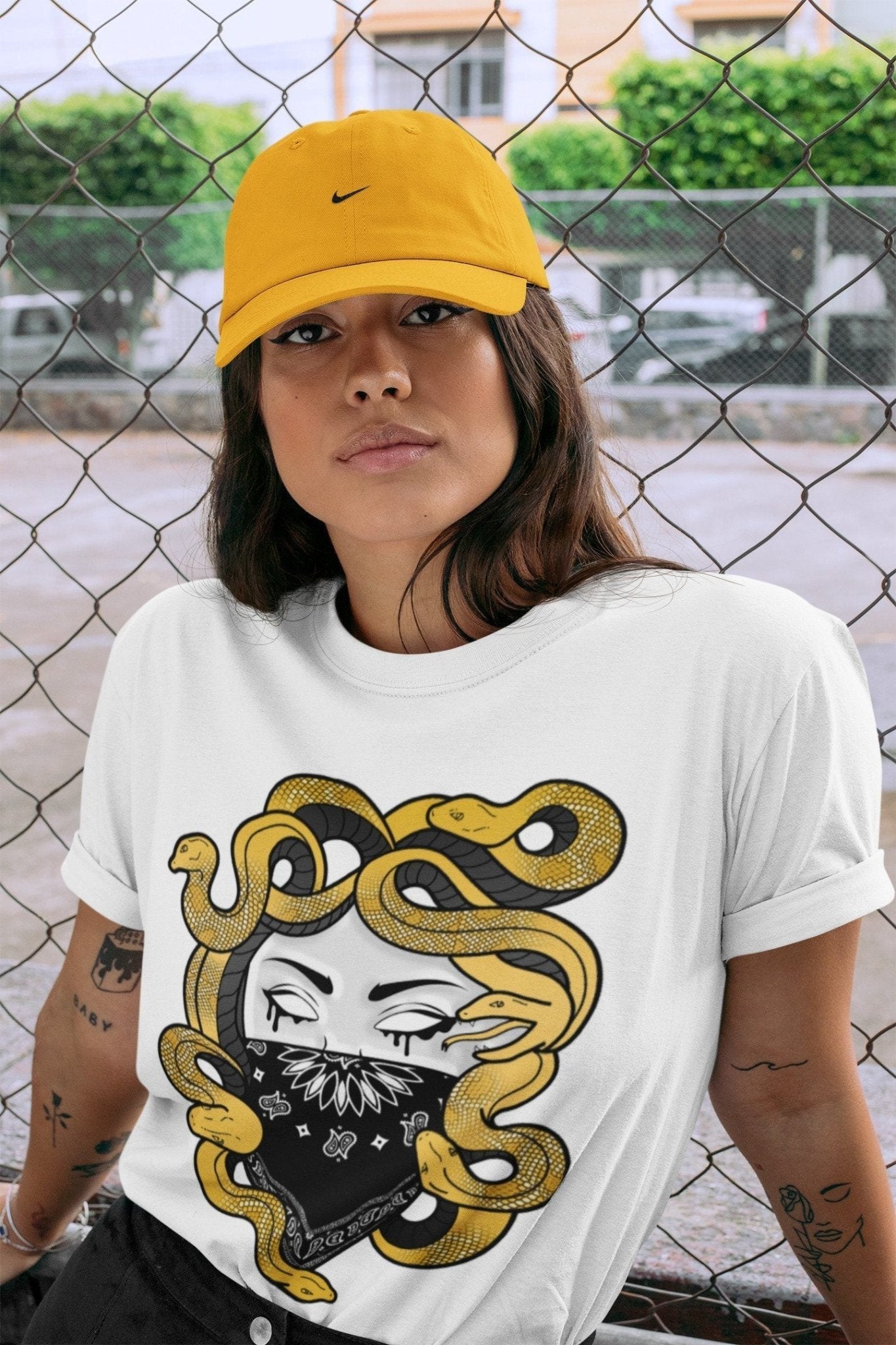Jordan 1 Pollen Sneaker Match Tees Medusa Sneaker Tees Jordan 1 Pollen Sneaker Release Tees Unisex Shirts
