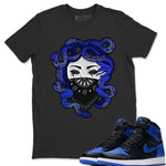 Jordan 1 Royal Black Sneaker Match Tees Medusa Sneaker Tees Jordan 1 Royal Black Sneaker Release Tees Unisex Shirts