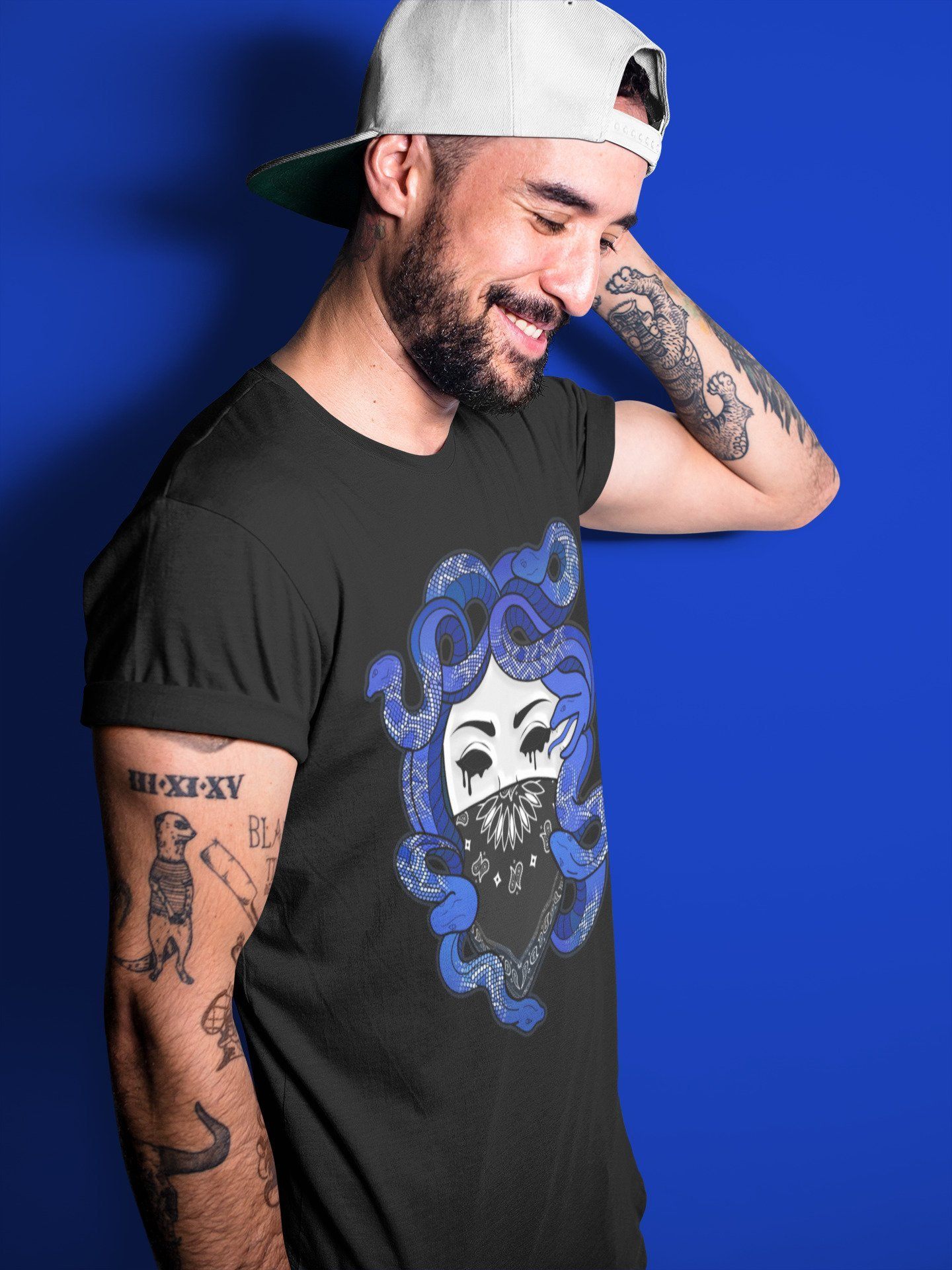 Jordan 1 Royal Black Sneaker Match Tees Medusa Sneaker Tees Jordan 1 Royal Black Sneaker Release Tees Unisex Shirts