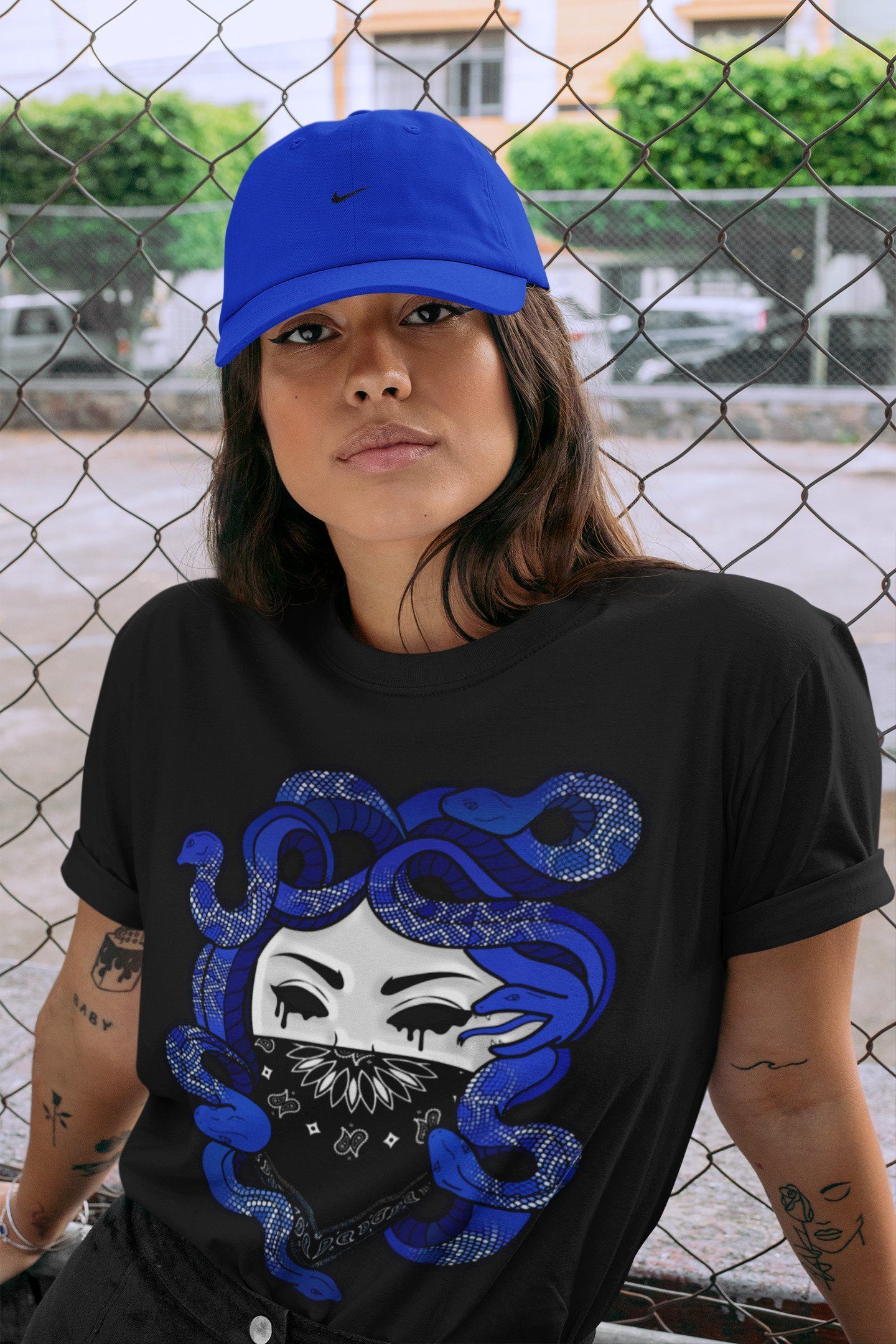 Jordan 1 Royal Black Sneaker Match Tees Medusa Sneaker Tees Jordan 1 Royal Black Sneaker Release Tees Unisex Shirts