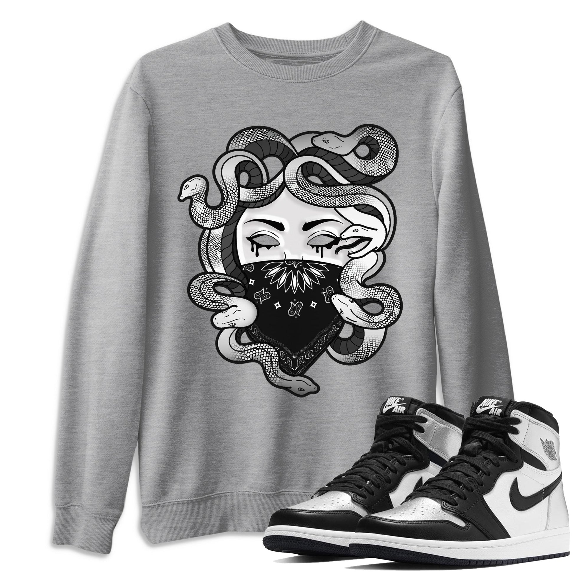 Jordan 1 Silver Toe Sneaker Match Tees Medusa Sneaker Tees Jordan 1 Silver Toe Sneaker Release Tees Unisex Shirts