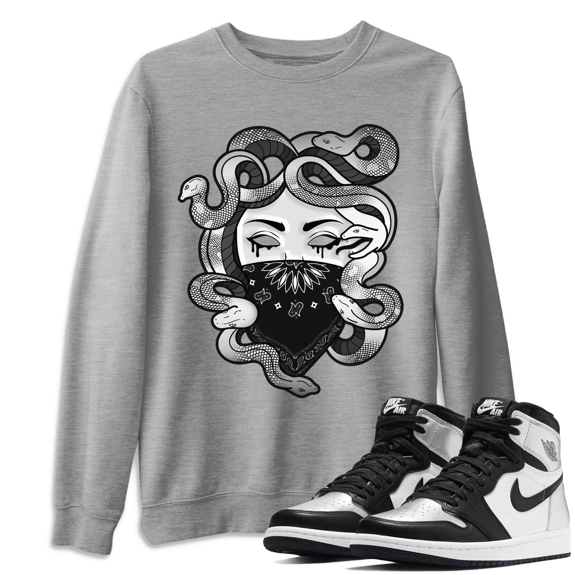 Jordan 1 Silver Toe Sneaker Match Tees Medusa Sneaker Tees Jordan 1 Silver Toe Sneaker Release Tees Unisex Shirts